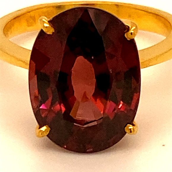 Red Zircon 10.35ct Solid 22K Yellow Gold Ring - Picture 7 of 7